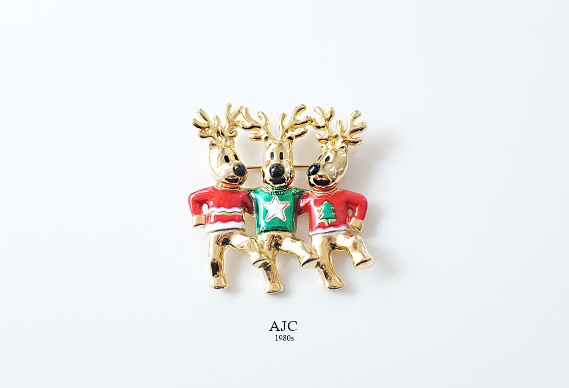 1980s 귀여운 크리스마스 루돌프 빈티지브로치  상품이미지1