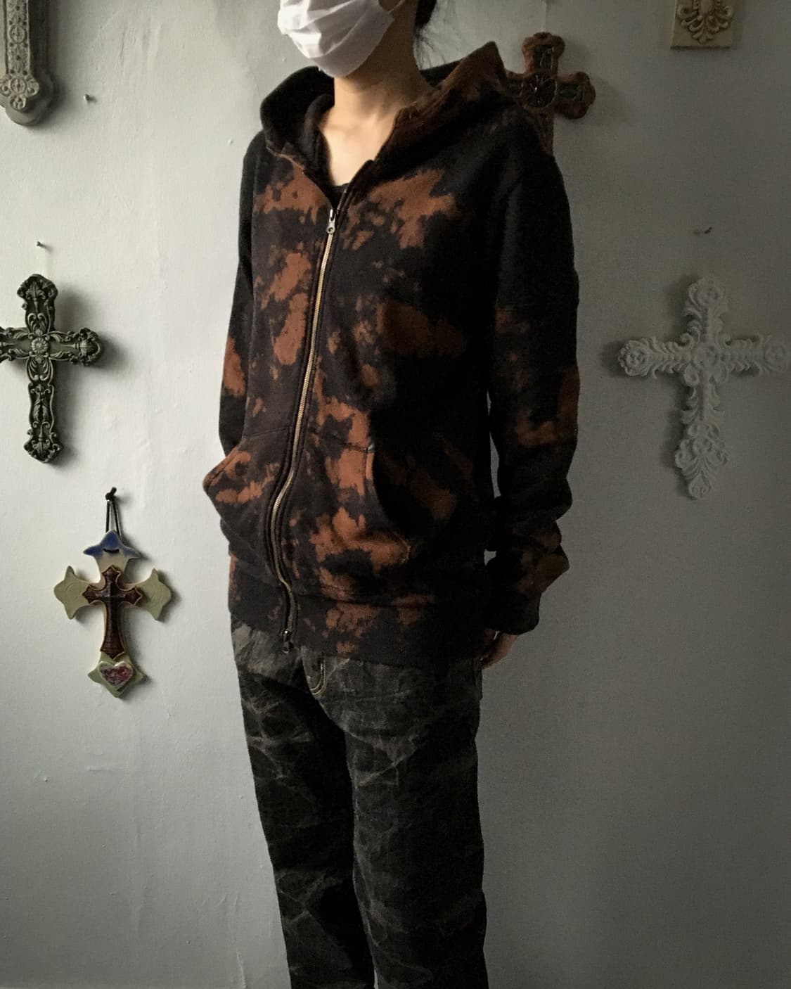 Back printing dyed hood zip up 상품이미지7