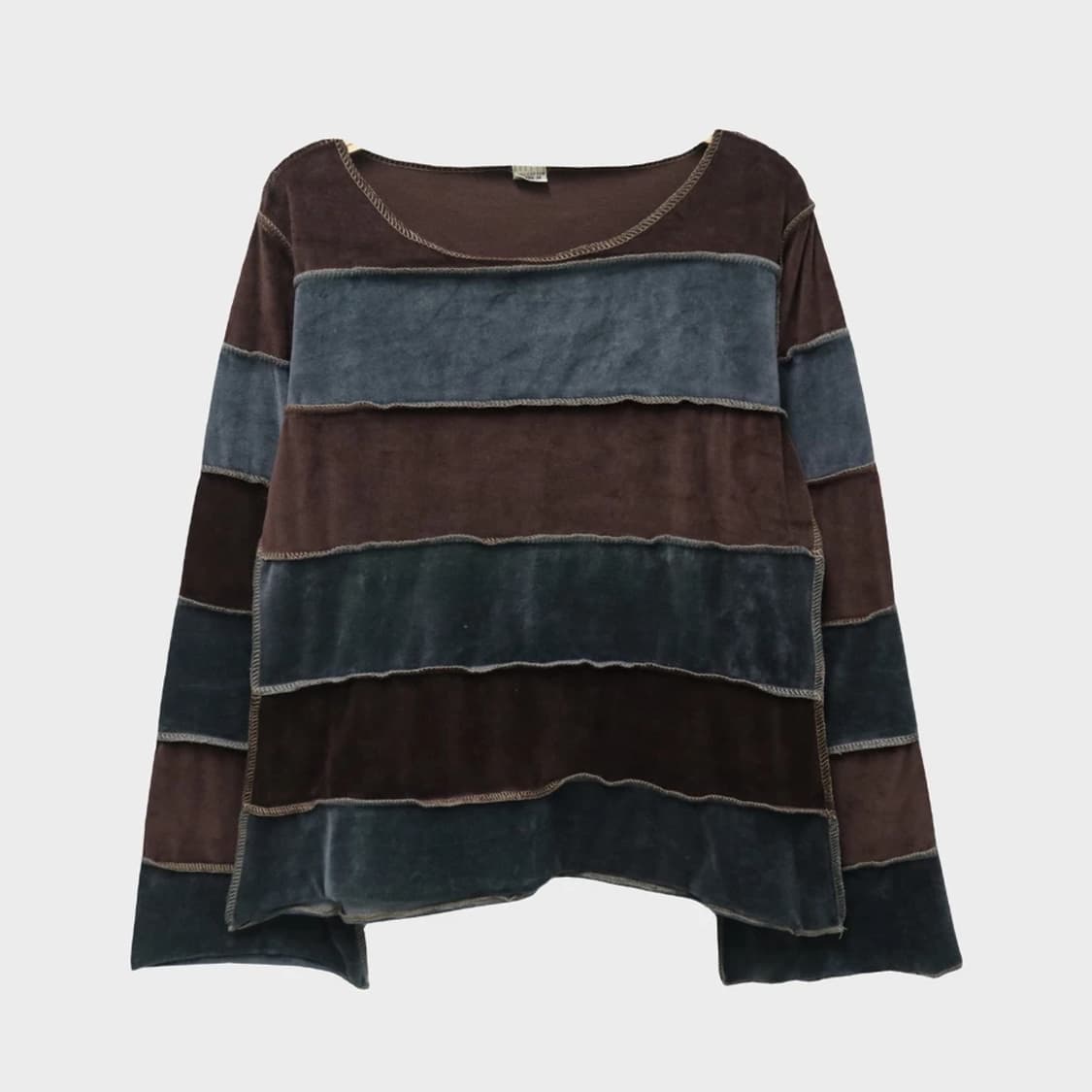 벨벳 스트라이프 스티치 긴팔 티셔츠 63224 상품이미지1