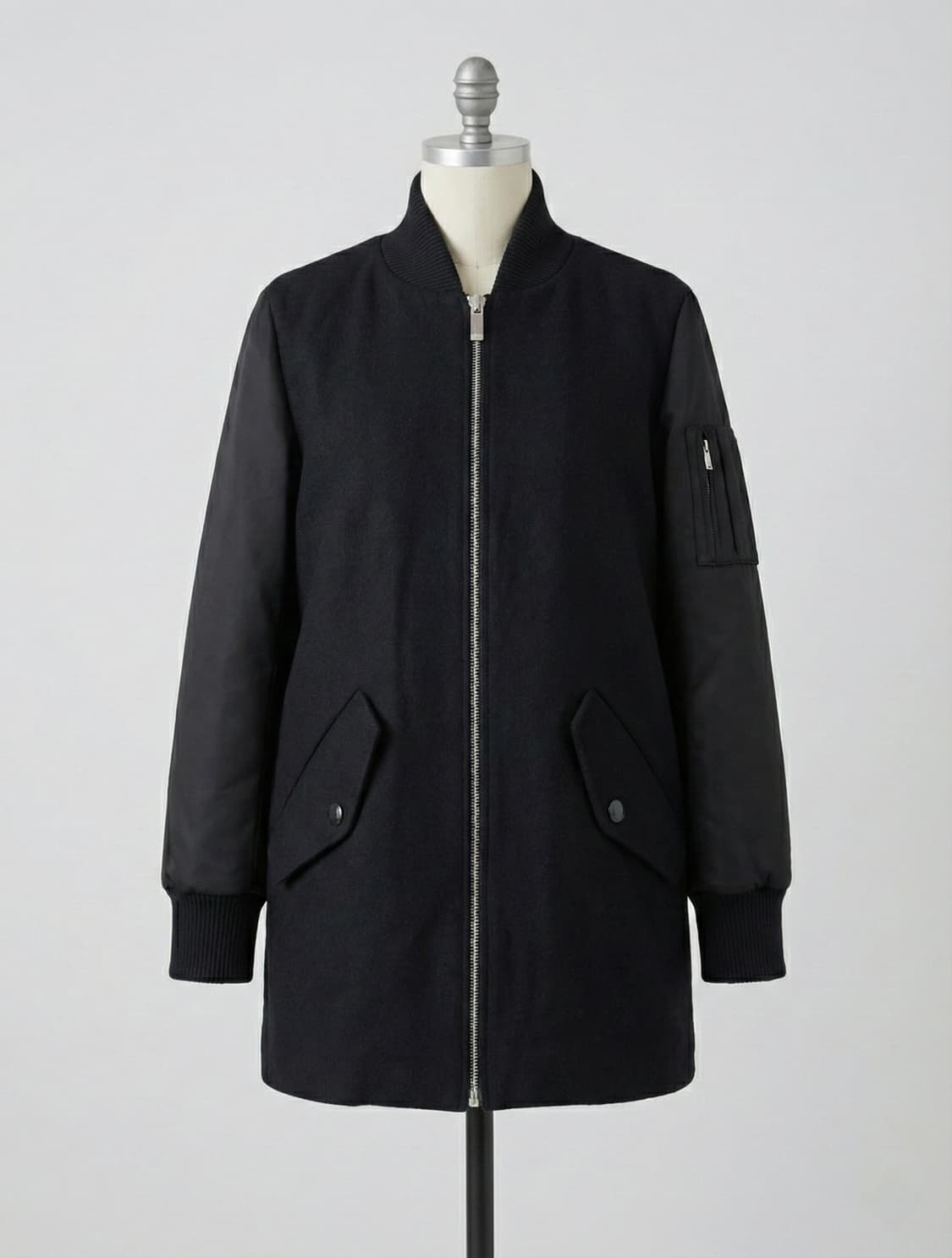 Maje 마쥬 블랙 롱 바시티 코트 상품이미지1