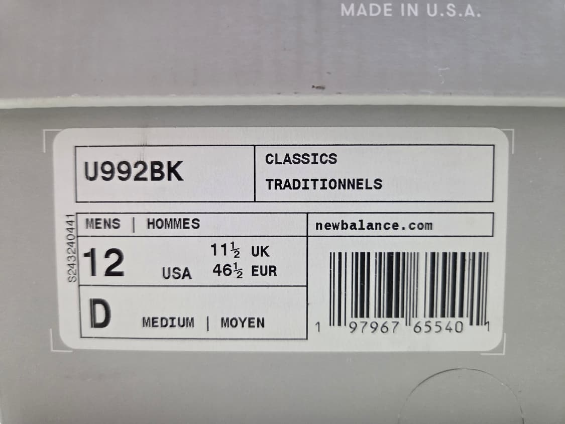 [300]뉴발란스 992 코어 블랙 그레이 상품이미지2