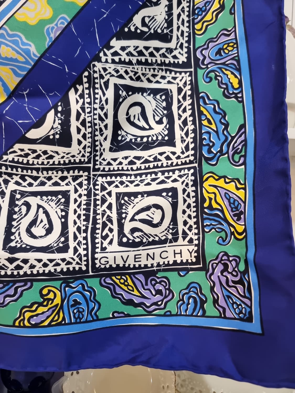 지방시 스카프 페이즐리 패턴 블루 실크 상품이미지2