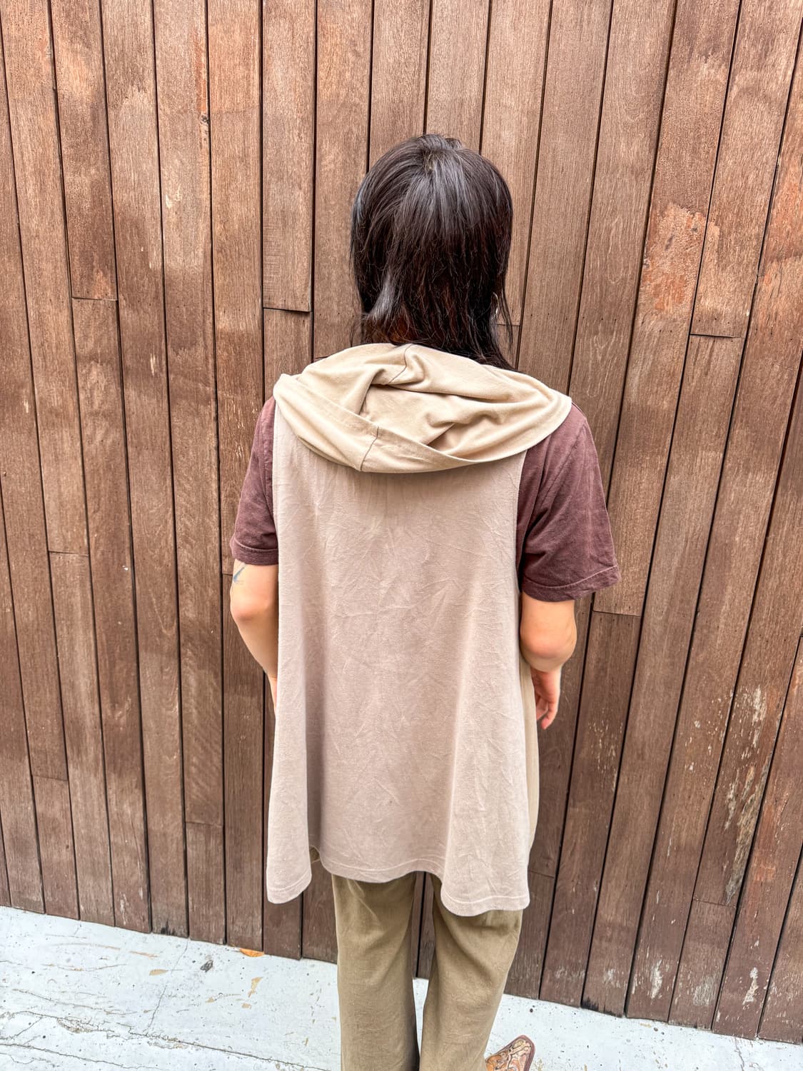 Hooded Drape Sleeveless Cardigan  상품이미지5