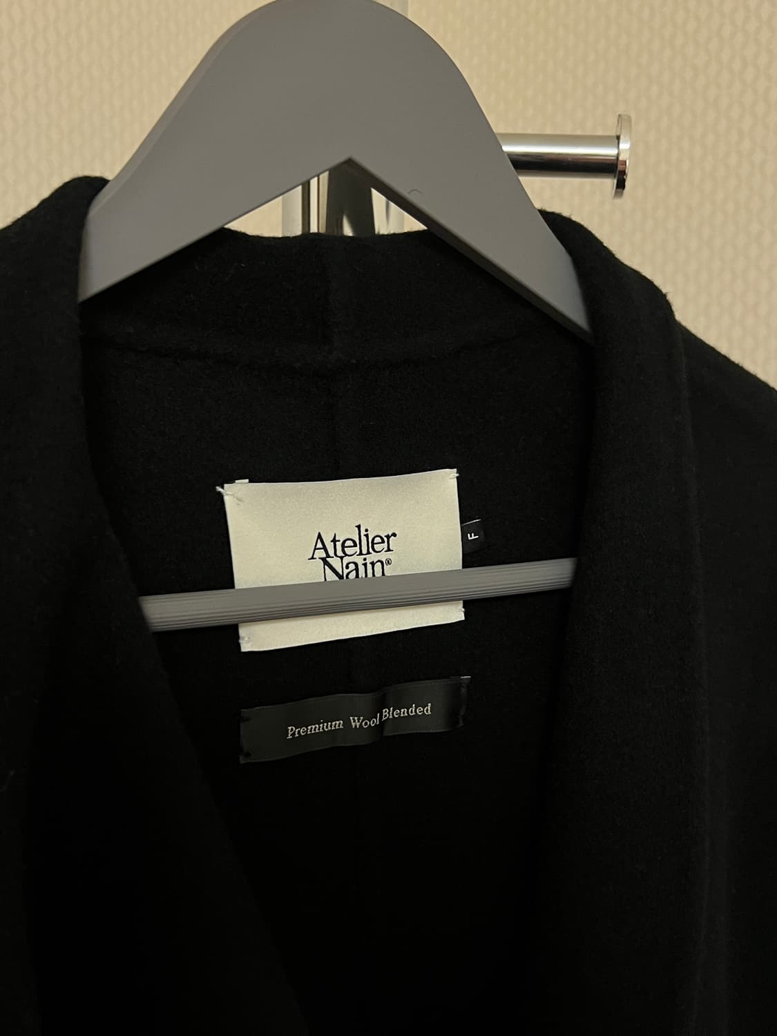 아틀리에 나인 울 핸드메이드 코트 (드레이프 스카프 코트) - 블랙 상품이미지8