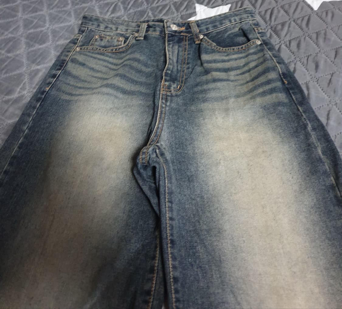 데님스토리 빈티지 워싱 와이드 데님팬츠 (M) 상품이미지2