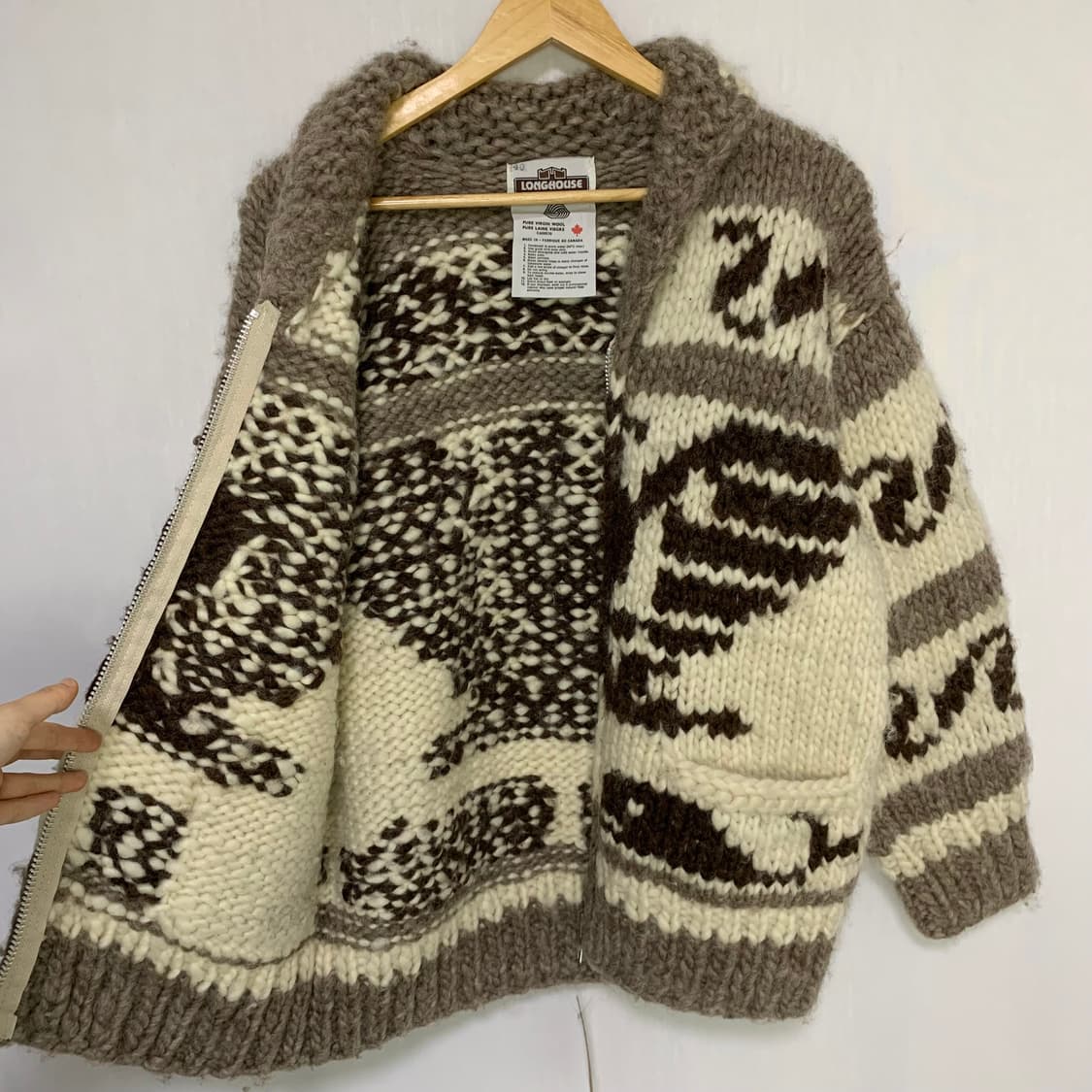 코위찬 코위챤 빈티지 패턴 니트 스웨터 집업 가디건 남녀공용 캐나타빈티지 상품이미지3