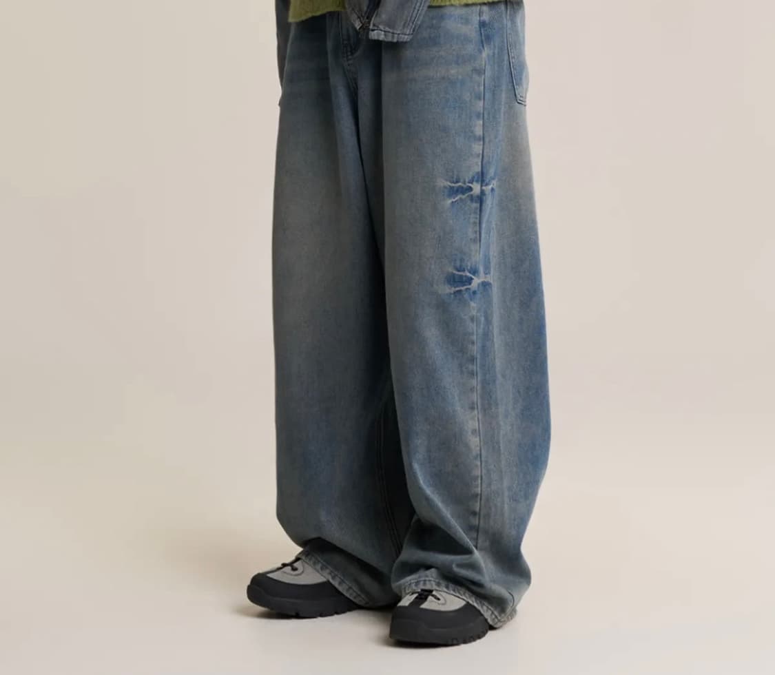 슈퍼서브 도밍고 워싱 와이드 데님 팬츠 - 워시드 블루 상품이미지2