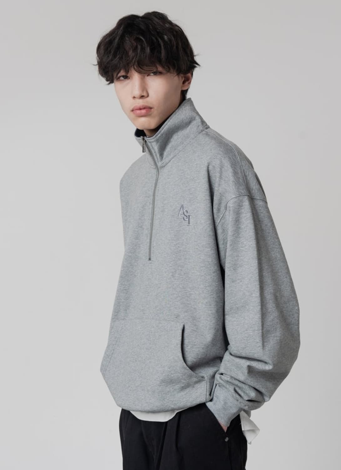 디미트리블랙 올시즌 ASI 하프짚업 맨투맨 다크멜란지 (3) 상품이미지6