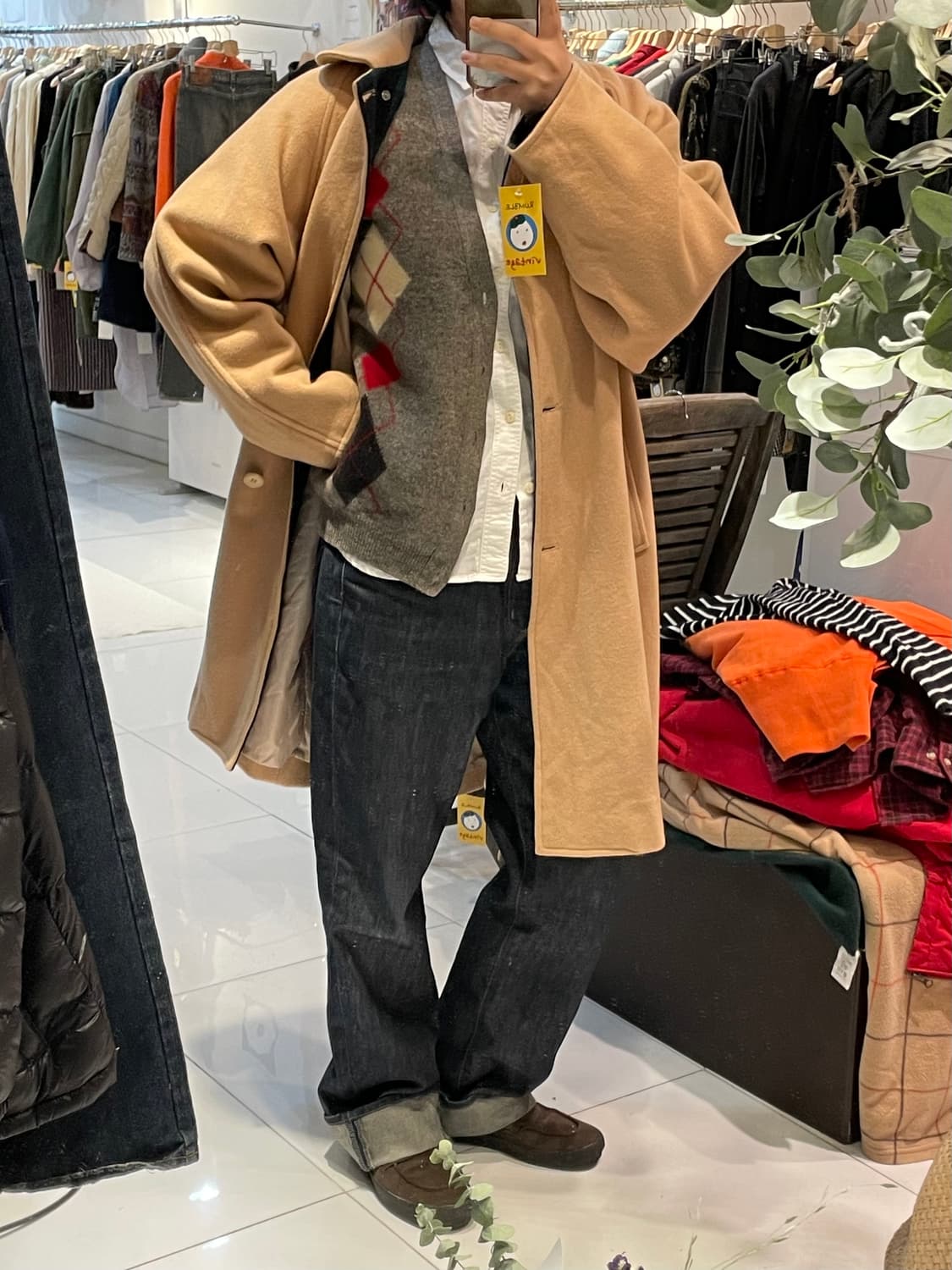 퓨어뉴울 아가일 체크가디건 상품이미지2