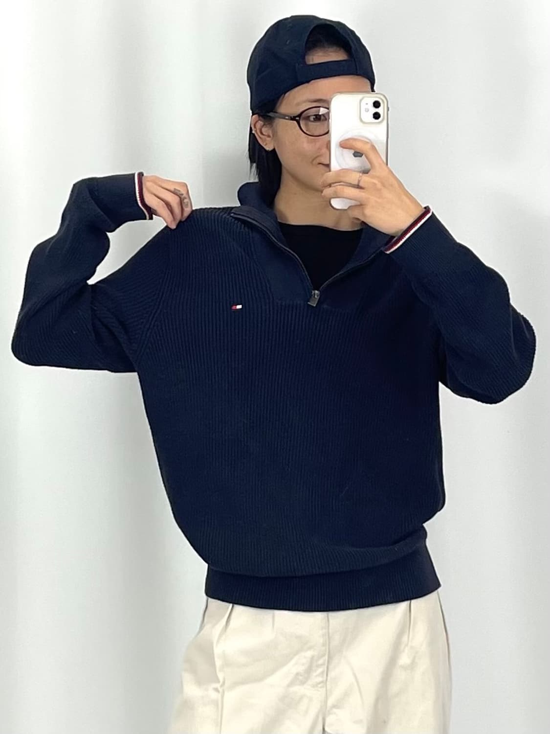  [M]타미힐피거 반집업 네이비 니트 상품이미지1