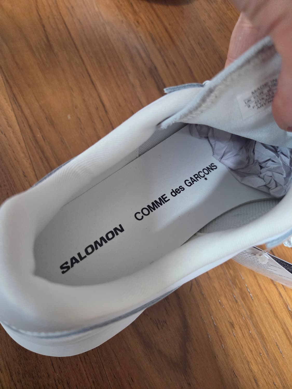 살로몬 꼼데가르송 옴므 레더 플랫폼 화이트 스니커즈 상품이미지4