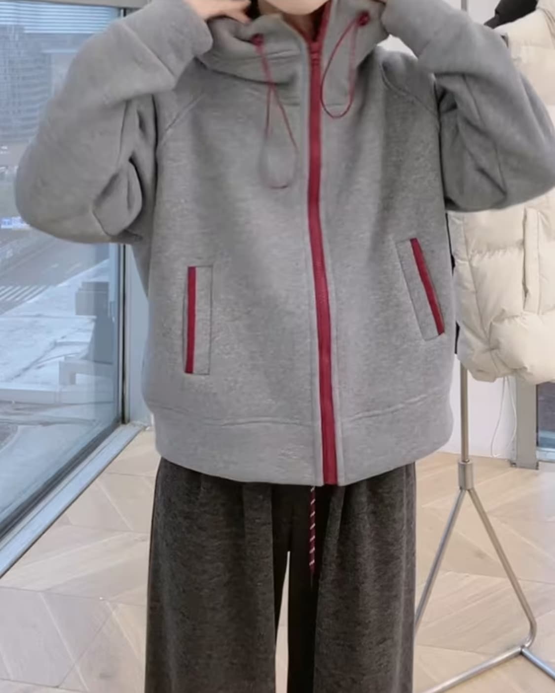 배색 후드 집업 점퍼 상품이미지3