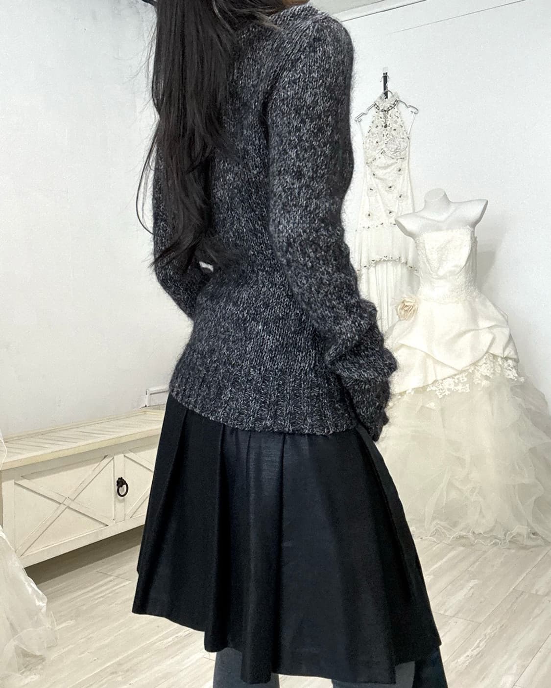 Melange Gray Mohair Knit Zip-Up 상품이미지2