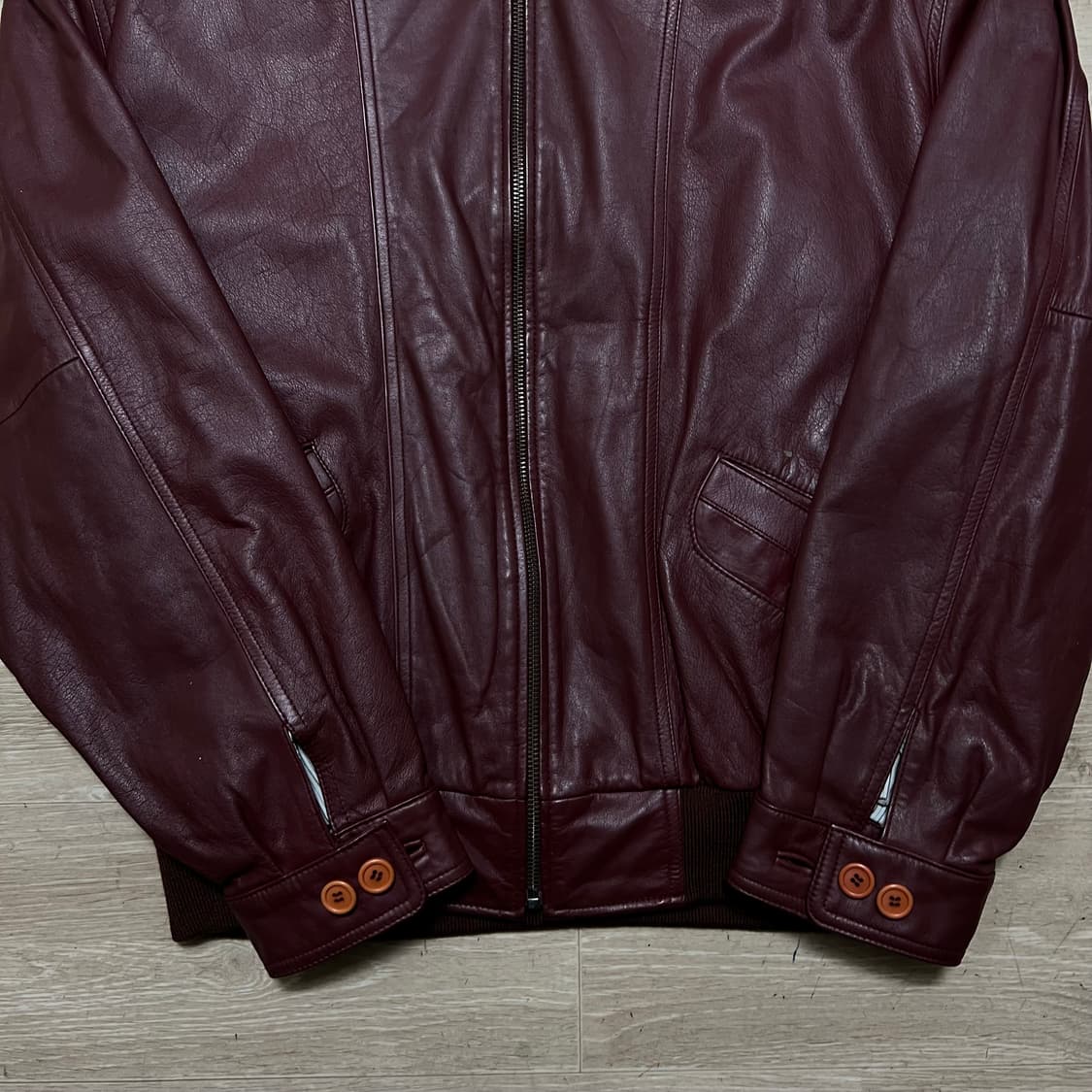 에스콰이어 레더 라이더 봄버 가죽자켓 [버건디] XL/105 상품이미지3