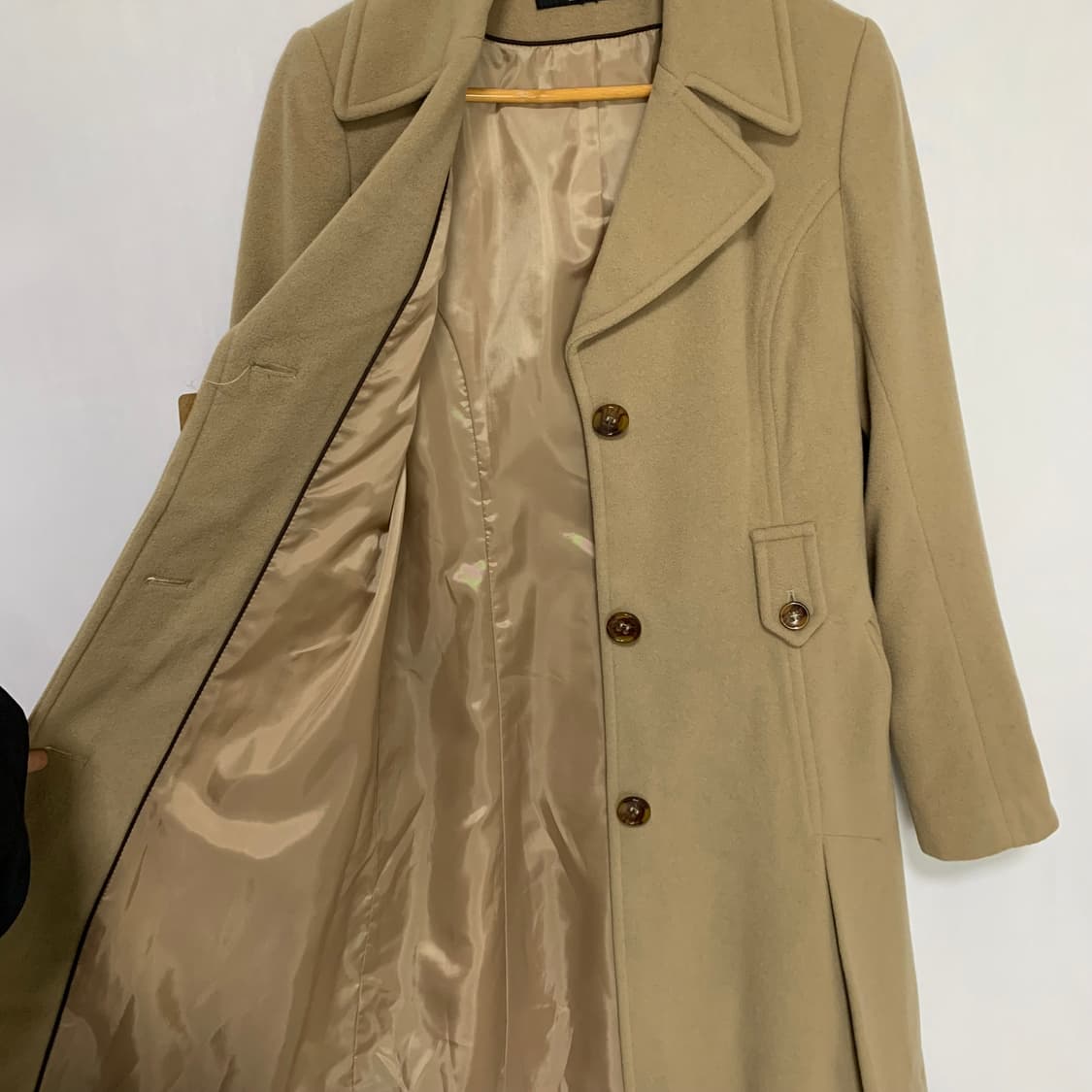 DKNY 캐시미어 모직 코트 베이지 빈티지 여성 롱코트 상품이미지5