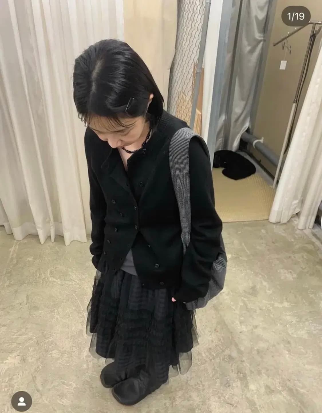 오헤시오 가디건 DOUBLE BUTTON CARDIGAN, BLACK 상품이미지2