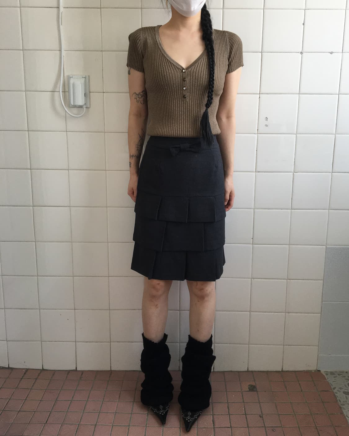 Ribbon point frill layer skirt 상품이미지4