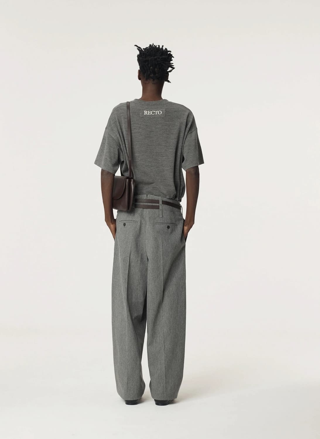 렉토 25FW 백로고 울 반팔 티셔츠 멜란지 그레이 상품이미지5