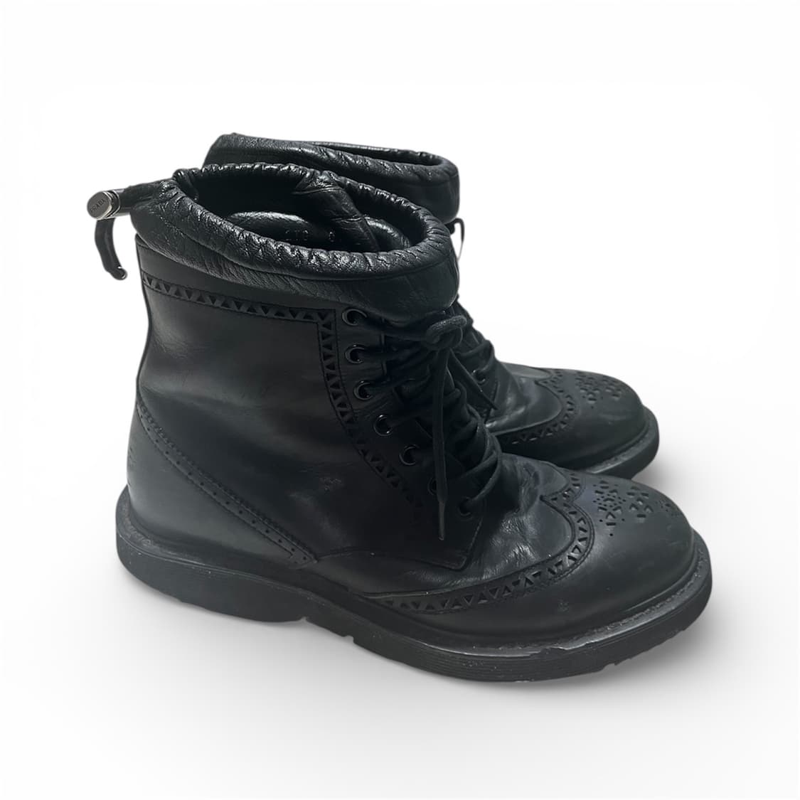 [275] 2000s 프라다 블랙 레더 윙팁 부츠 상품이미지2