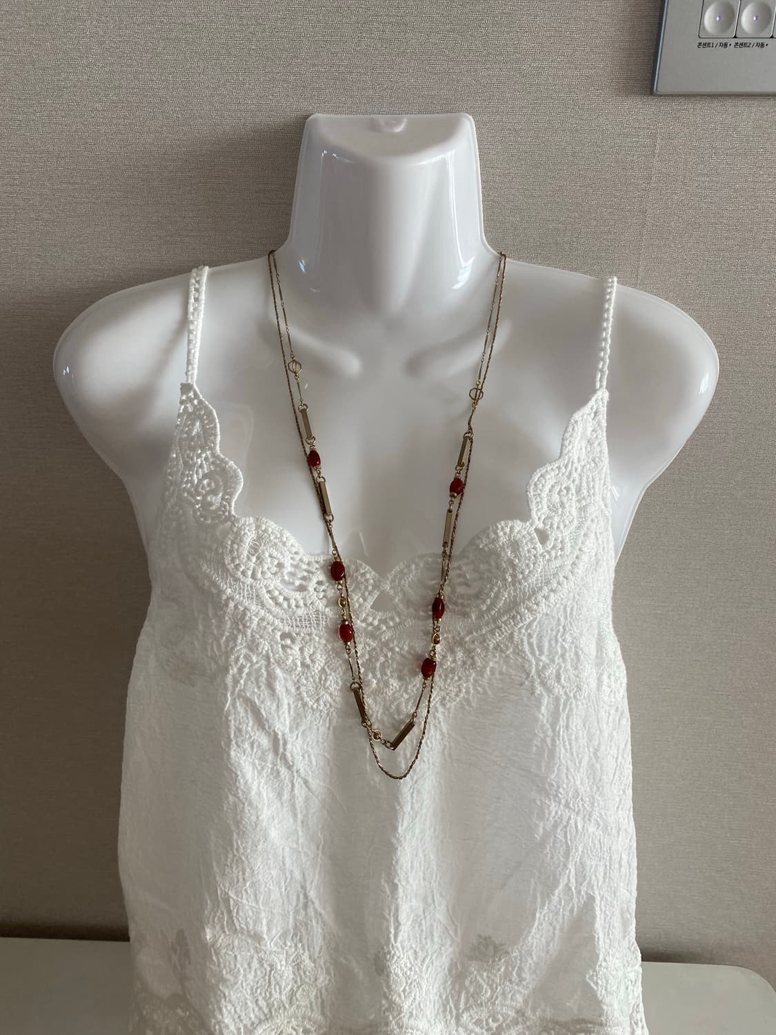 골드체인 오렌지바 롱 체인 목걸이 빈티지 수입 주얼리  상품이미지1