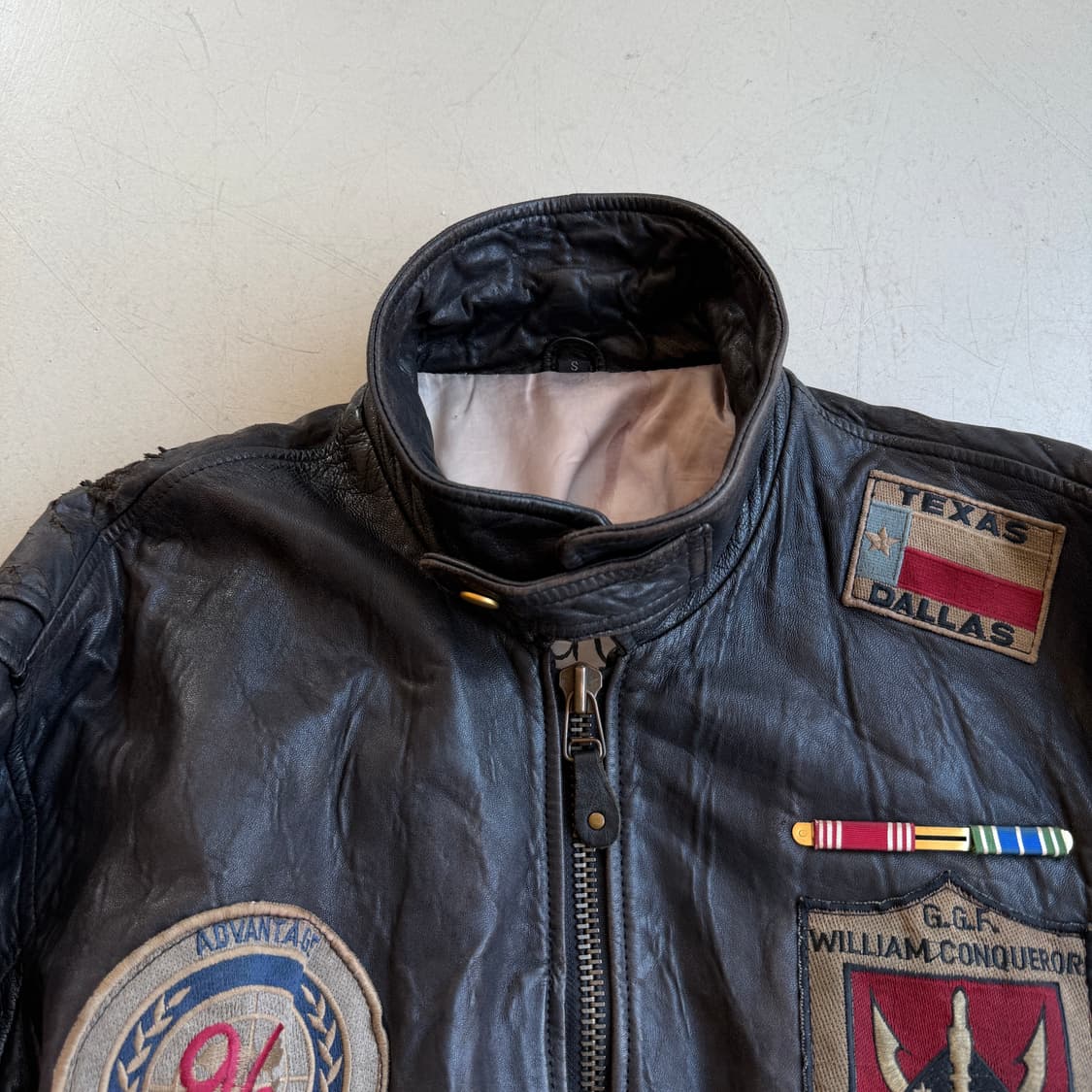 90s 카우하이드 레더 G-1 봄버 자켓 상품이미지6