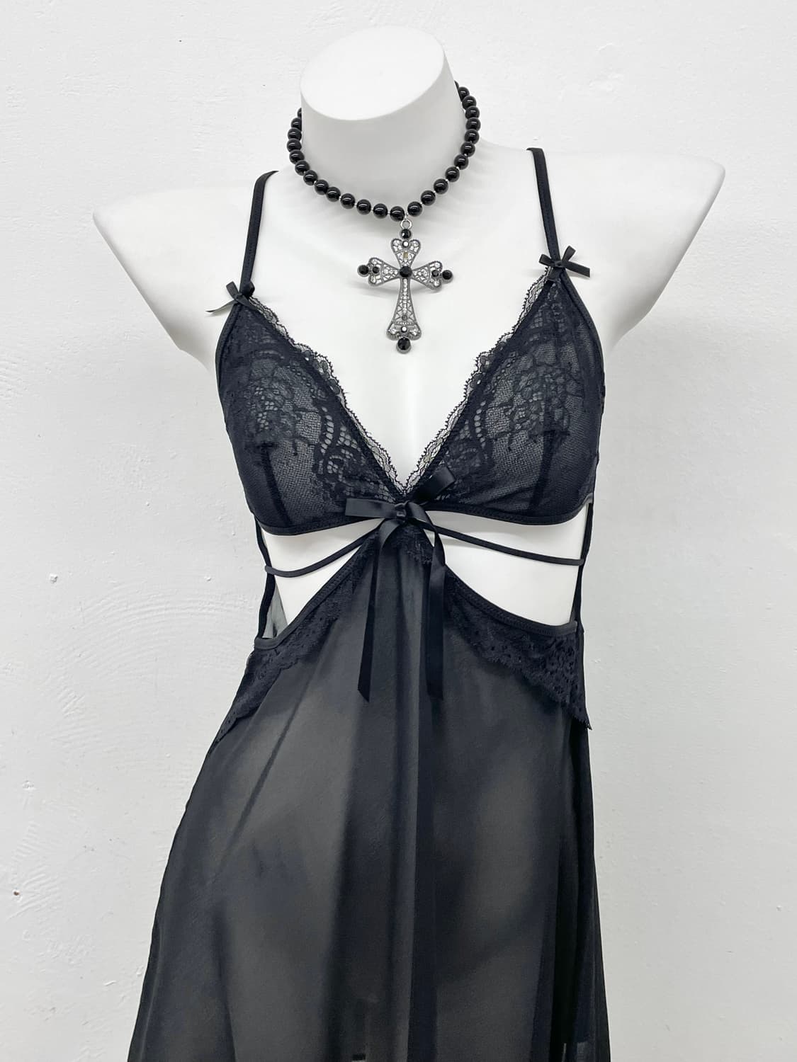 블랙 고딕 레이스 슬립 상품이미지2