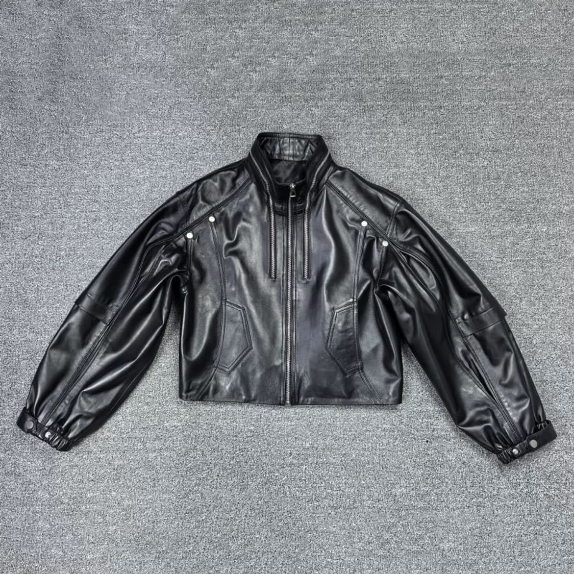 크롭 레더 집업 자켓 상품이미지4