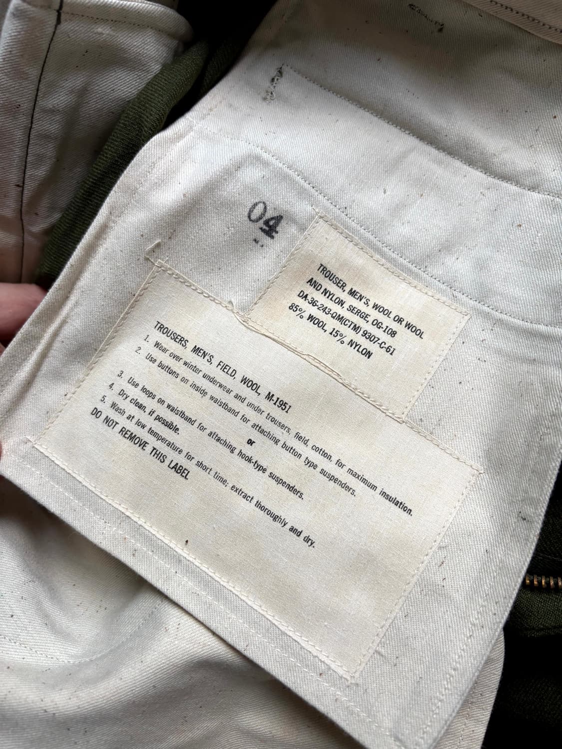 60's 미군 M-51 울 필드 팬츠 S-R 데드스탁 상품이미지6