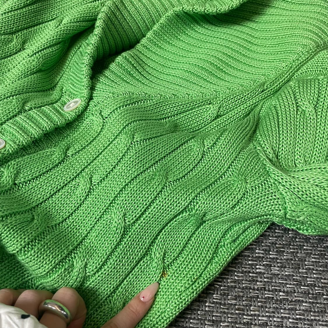 폴로랄프로렌 연두 투포켓 케이블 니트 가디건 S 상품이미지7