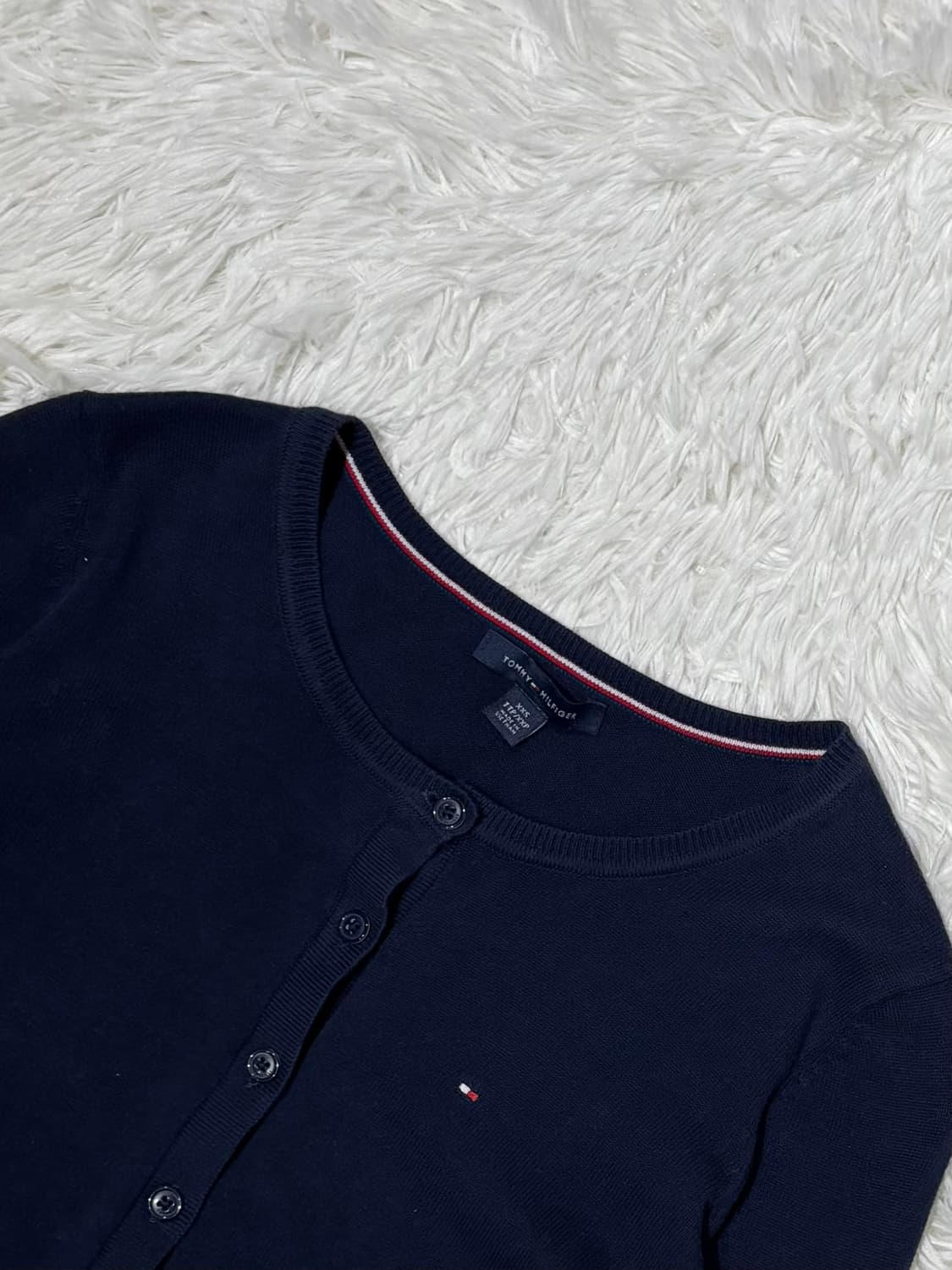 타미힐피거 네이비 딱붙핏 라운드 가디건 상품이미지5