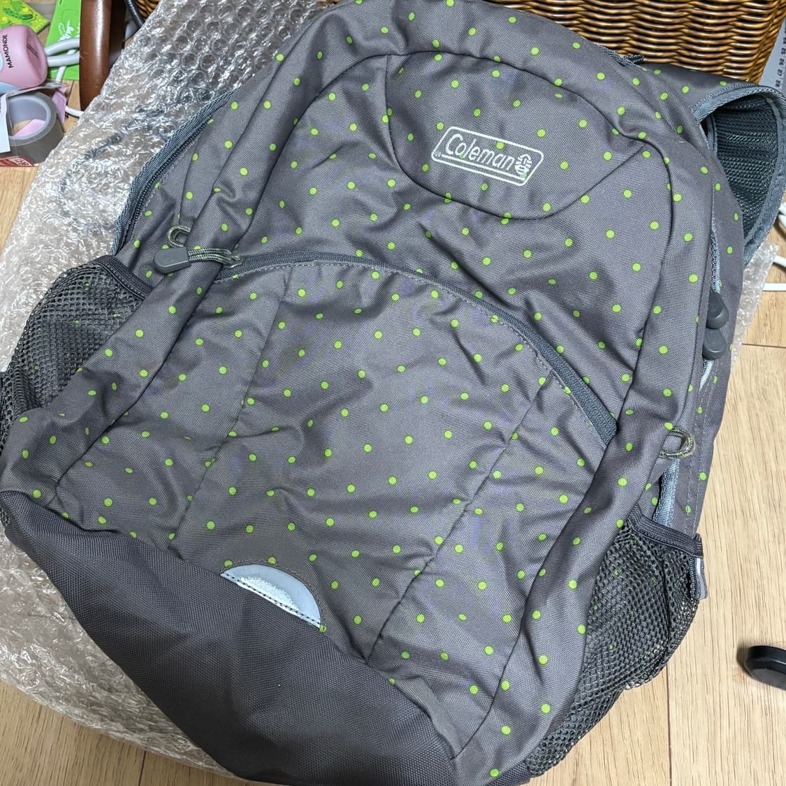 콜맨 초록 도트 백팩 | 가방 일본 빈티지 하구미 모리걸 대장템 상품이미지1