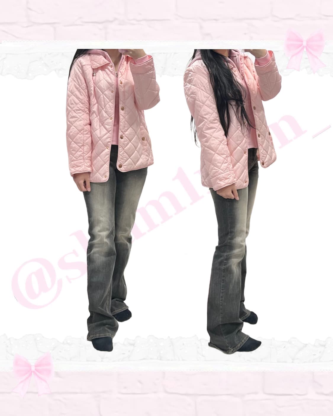 타미힐피거 갸루 금장단추 경량패딩 핑크 상품이미지2