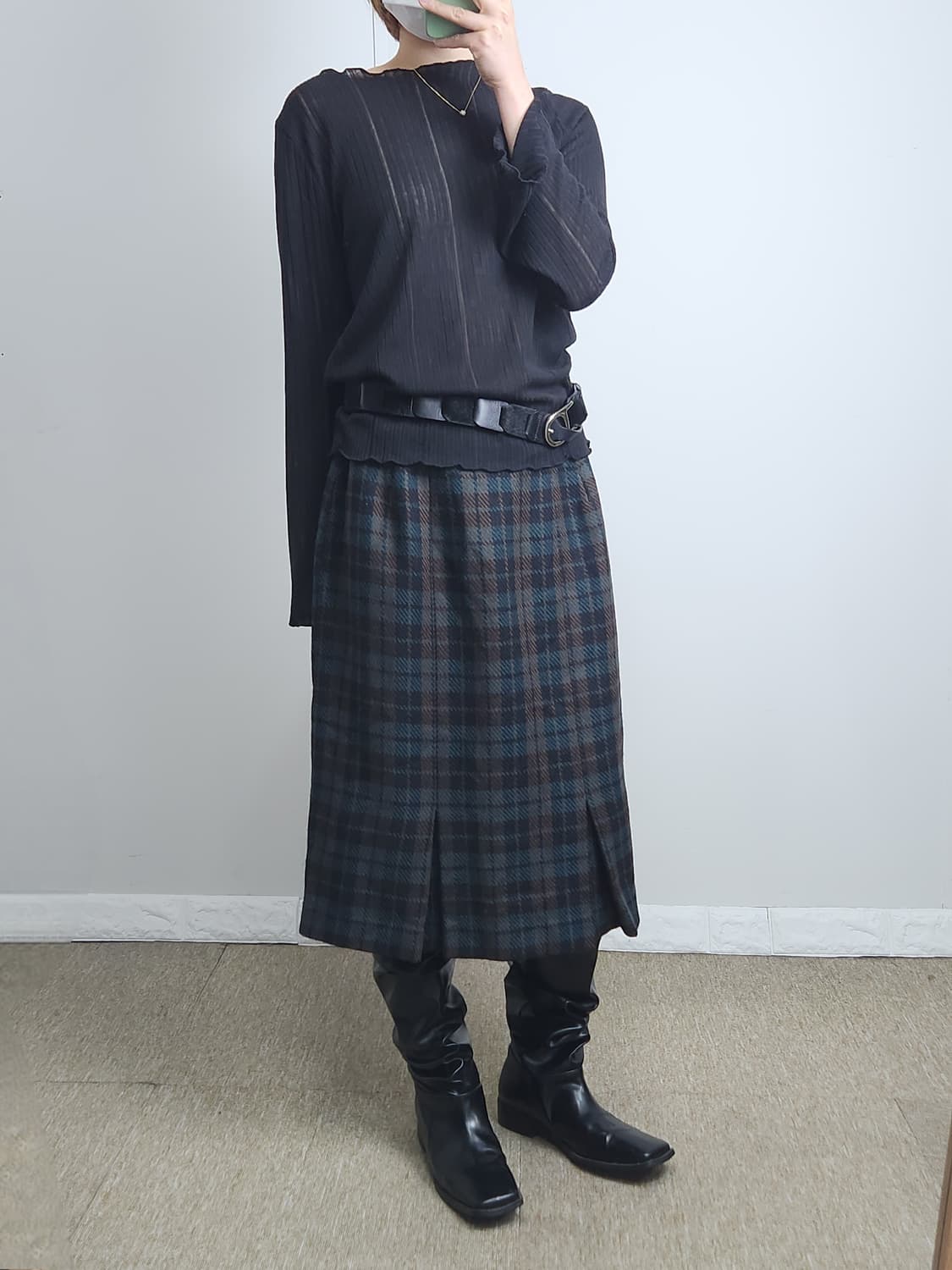 체크 울 스커트 상품이미지3