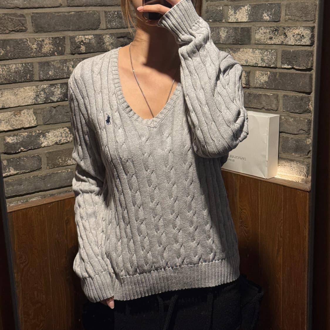 L) 폴로 랄프로렌 코튼 케이블 꽈배기 브이넥 니트 상품이미지8