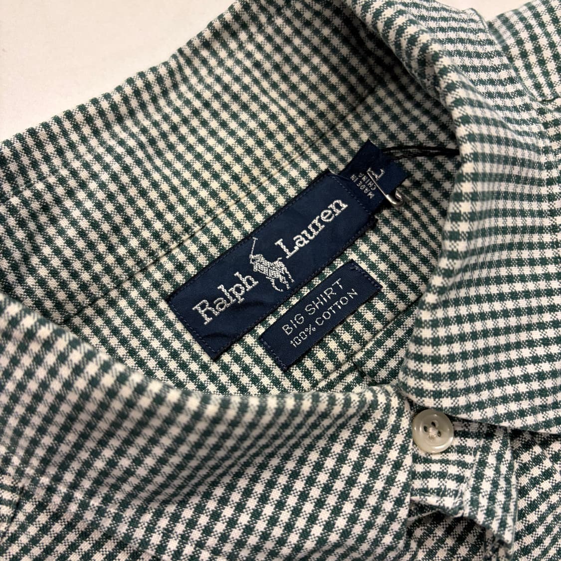 [L] 폴로 랄프로렌 빅셔츠 깅엄체크 긴팔 셔츠 그린 D608 상품이미지5