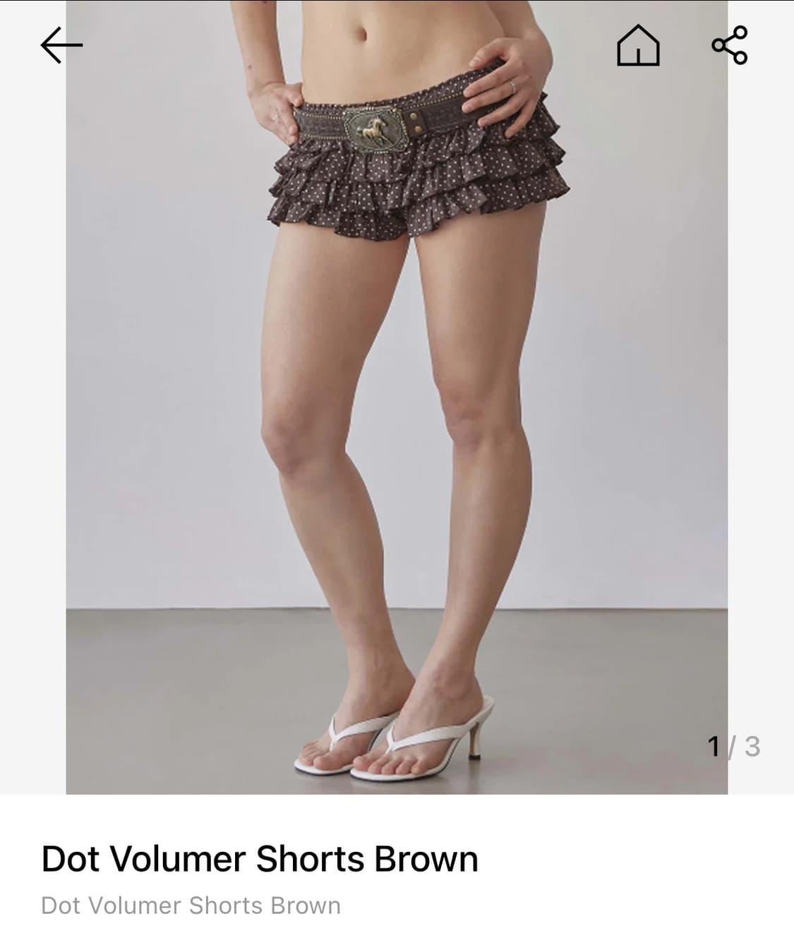 Dot Volumer Shorts Brown 도트치마 상품이미지1