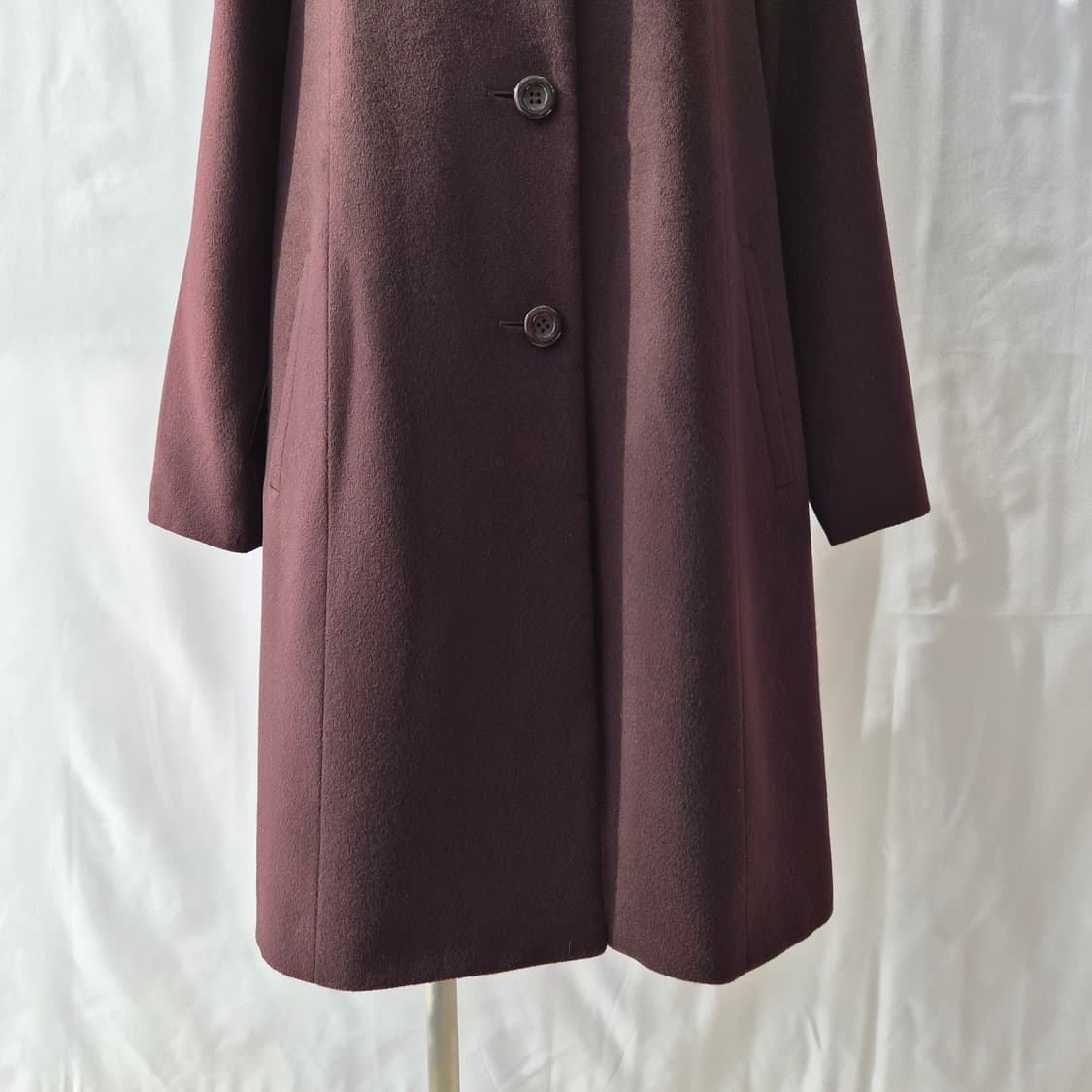 LEPORTE 캐시미어100% 버건디 하이넥 롱코트 상품이미지5