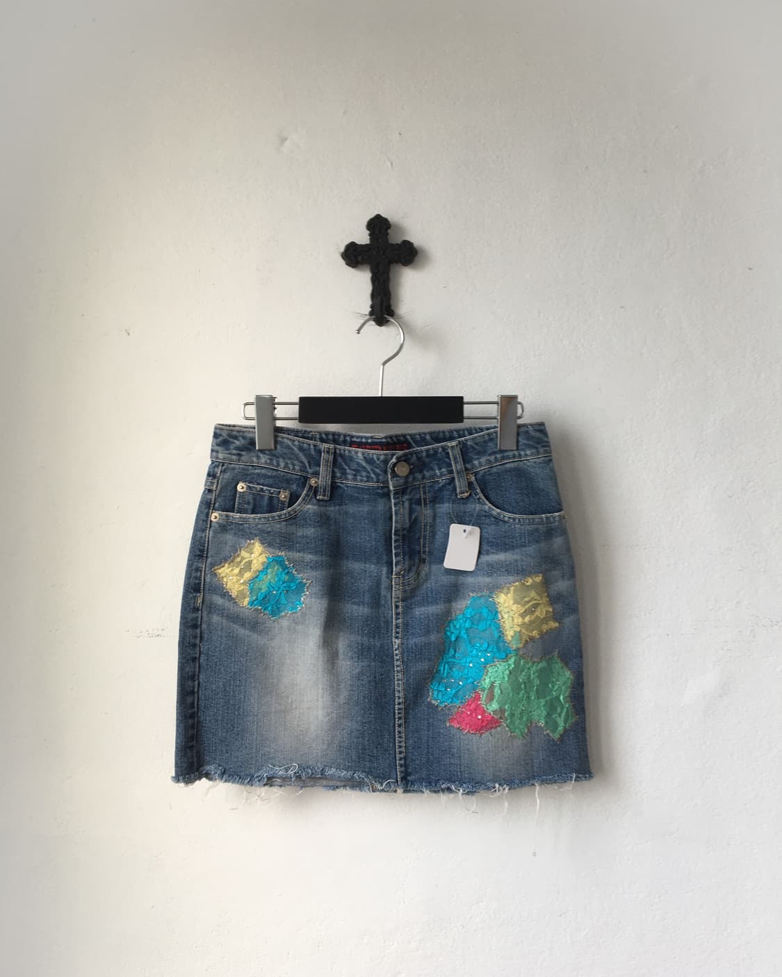 Patch point denim skirt 상품이미지1