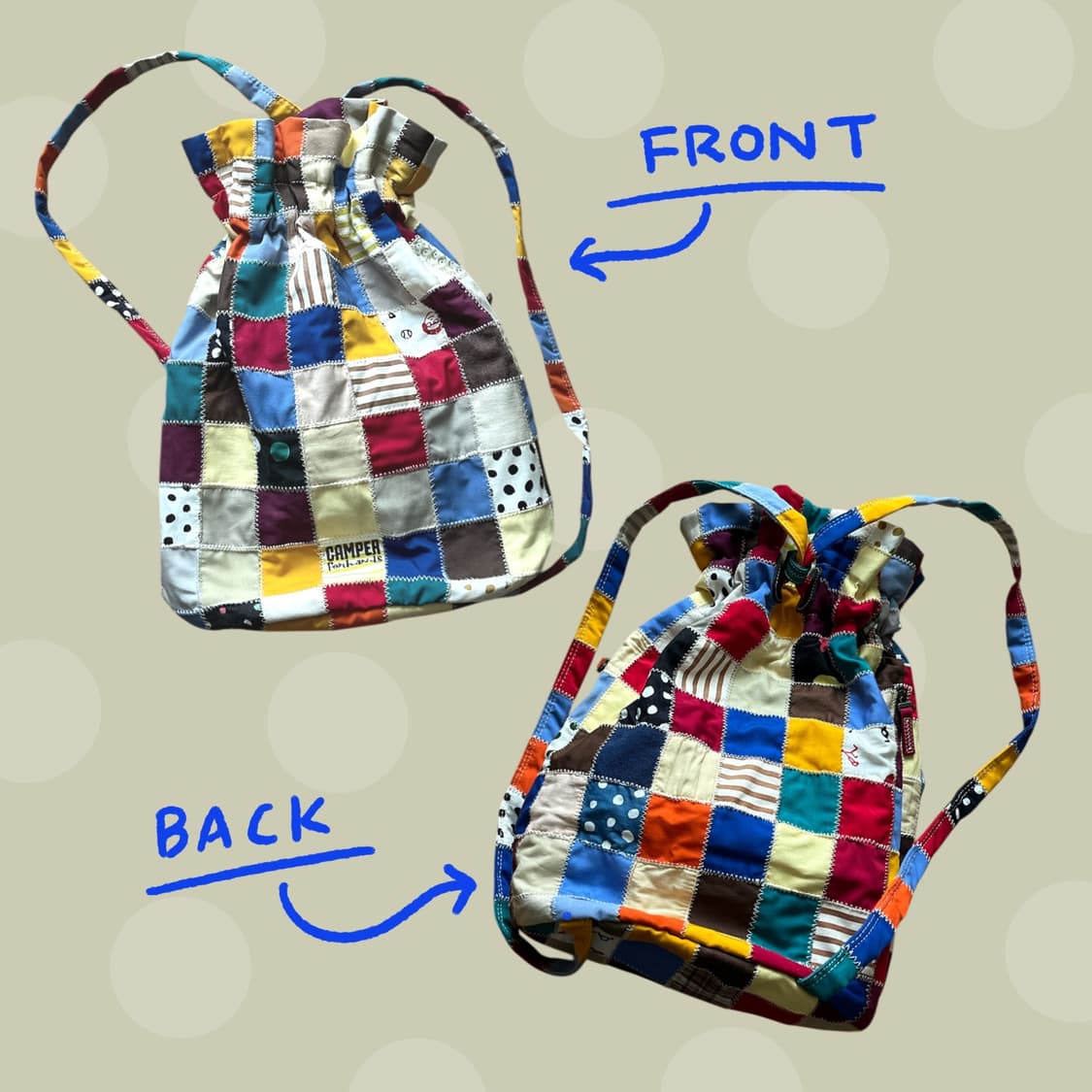 빈티지 캠퍼 모리걸 멀티컬러 패치워크 백팩 짐색 상품이미지6