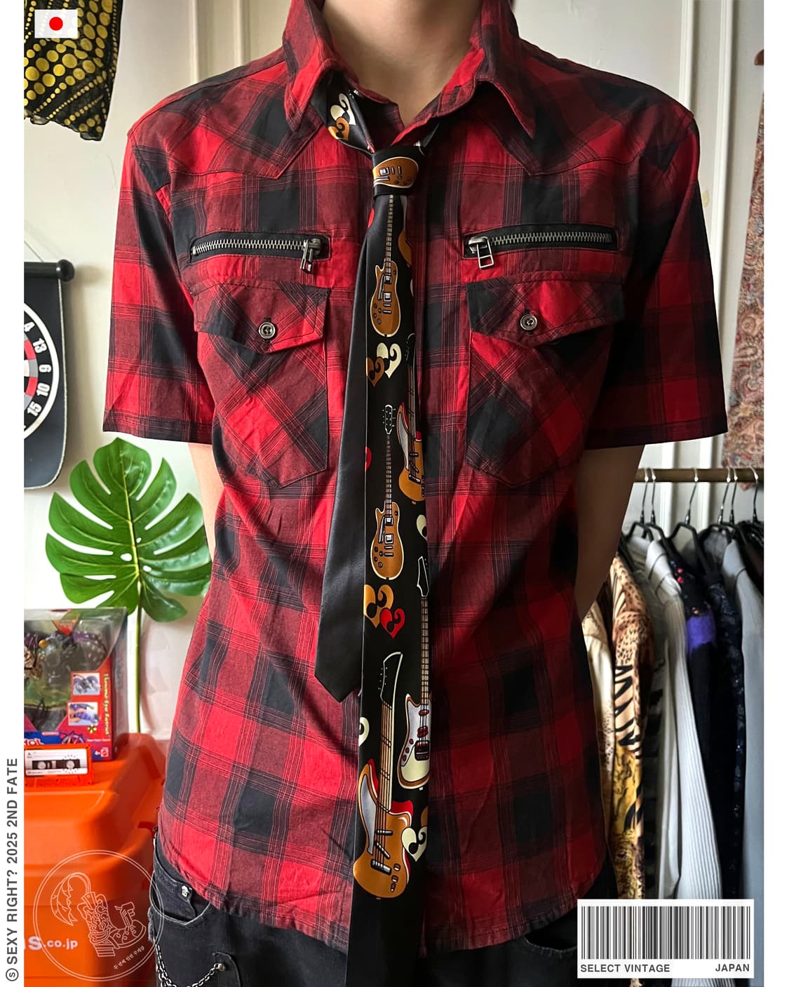 Japanese Vintage Guitar Graphic Necktie 상품이미지1