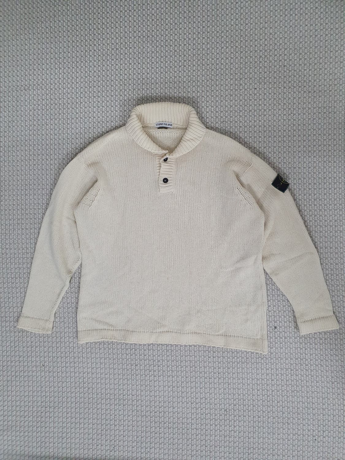 95AW 스톤아일랜드 그린 엣지 네이벌 롤넥 베이지 니트 상품이미지4