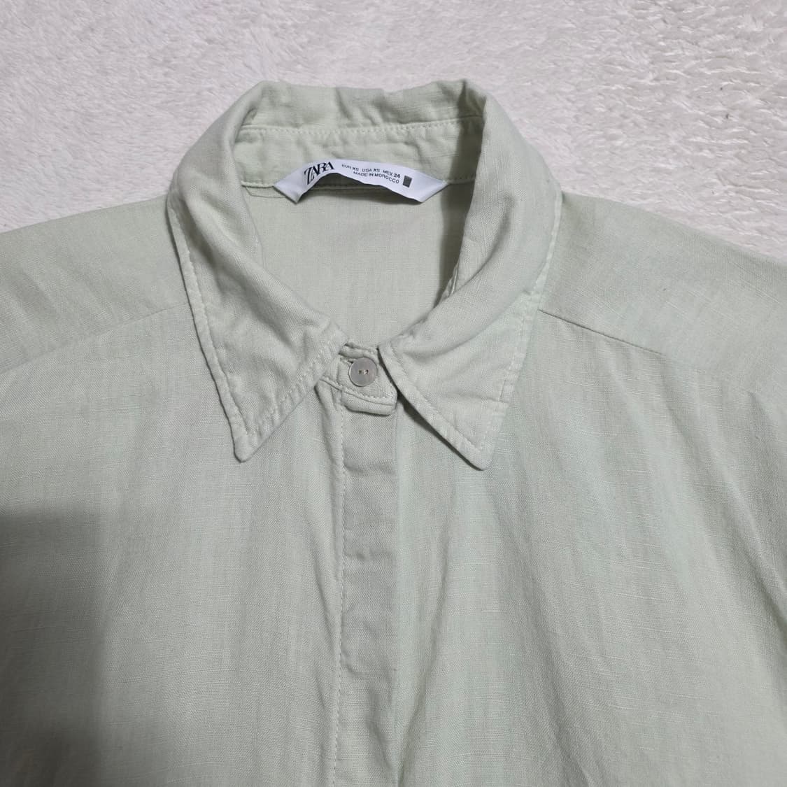 (XS)여성 자라 린넨 혼방 반팔 원피스 민트 상품이미지2