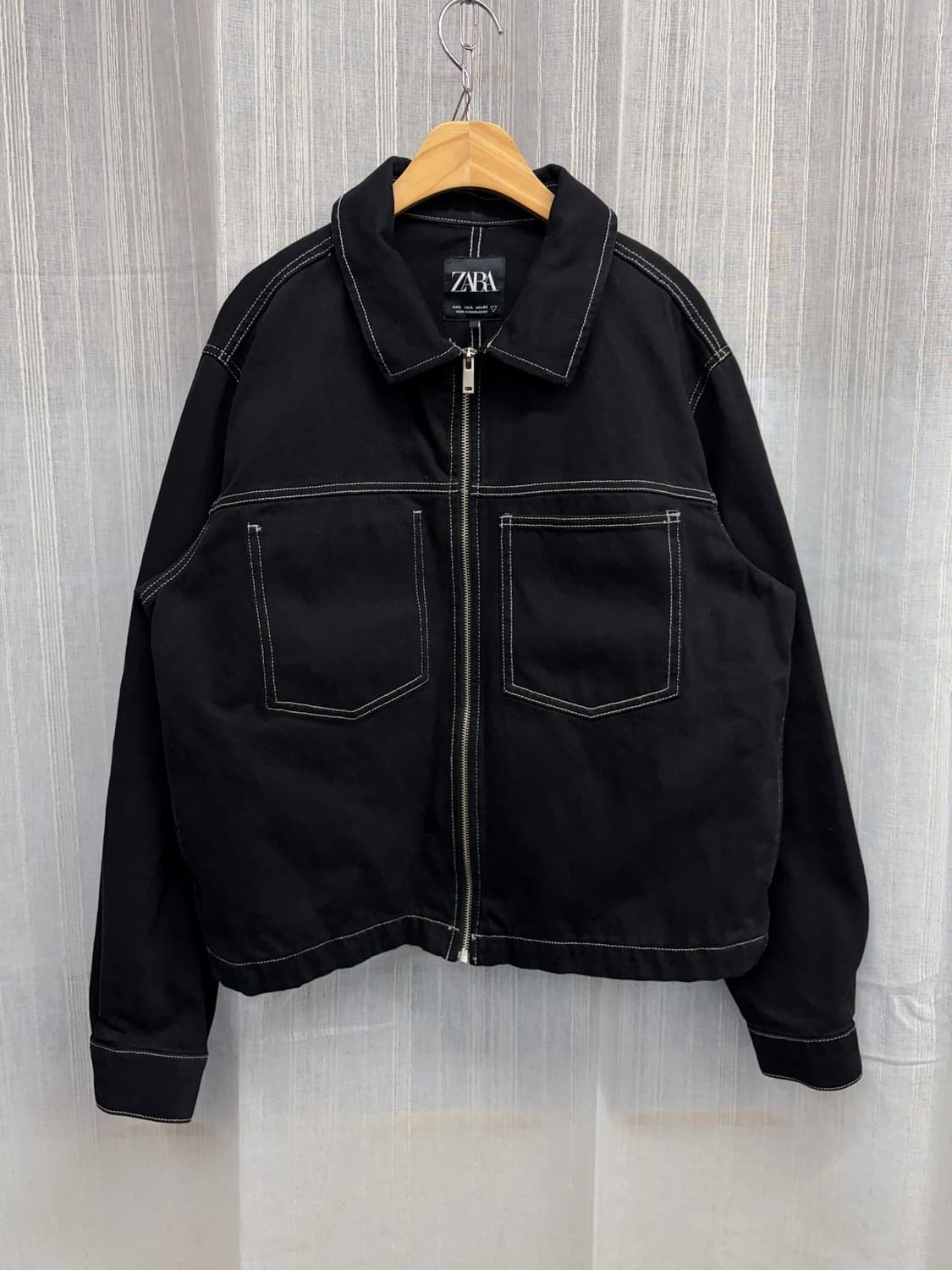 자라 블랙 스티치 코튼 자켓 상품이미지2