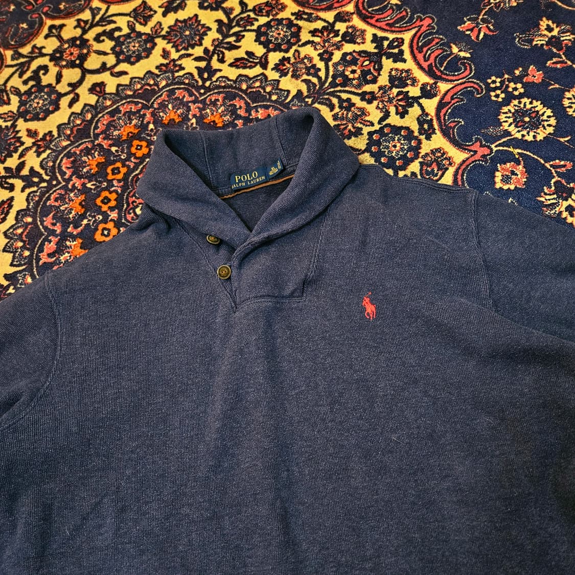 폴로랄프로렌 코튼 숄카라넥 스몰로고 니트 XL size 상품이미지2