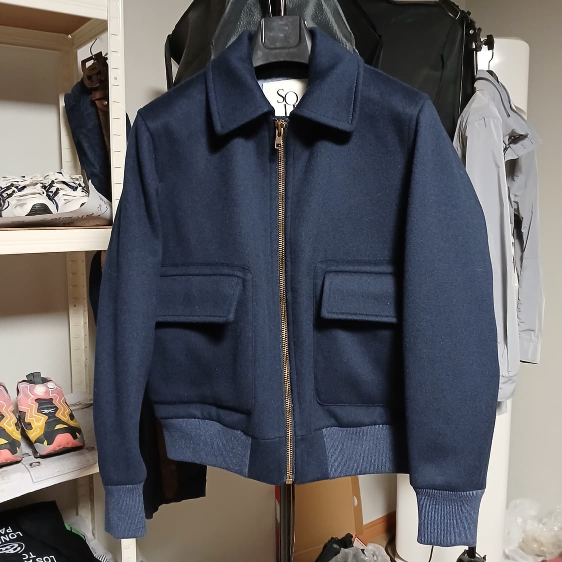 solew 소루 울 모직 캐시미어 블루종 점퍼 누빔 자켓 상품이미지1