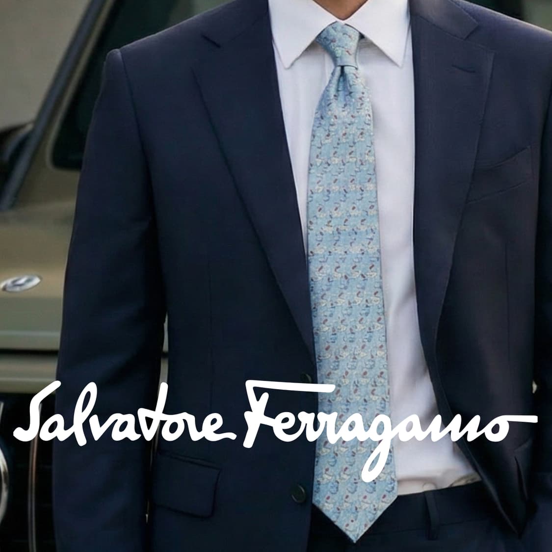 페라가모 실크 물고기 패턴 넥타이 9.3cm A등급 A19585
 상품이미지1