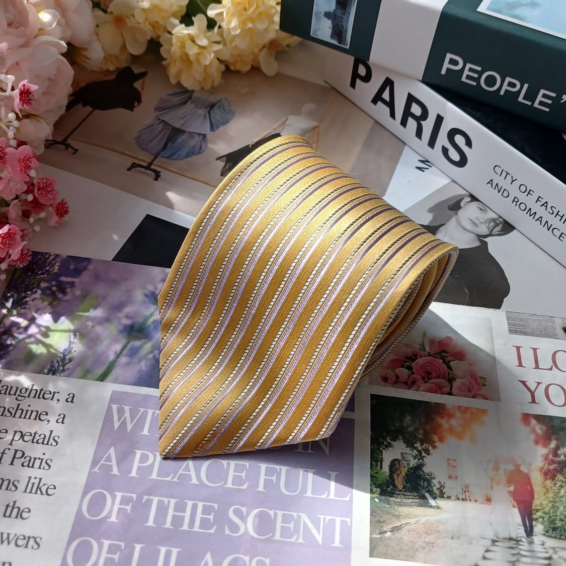 아쿠아스큐텀 넥타이 옐로우 골드 스트라이프 A등급 E897
 상품이미지2