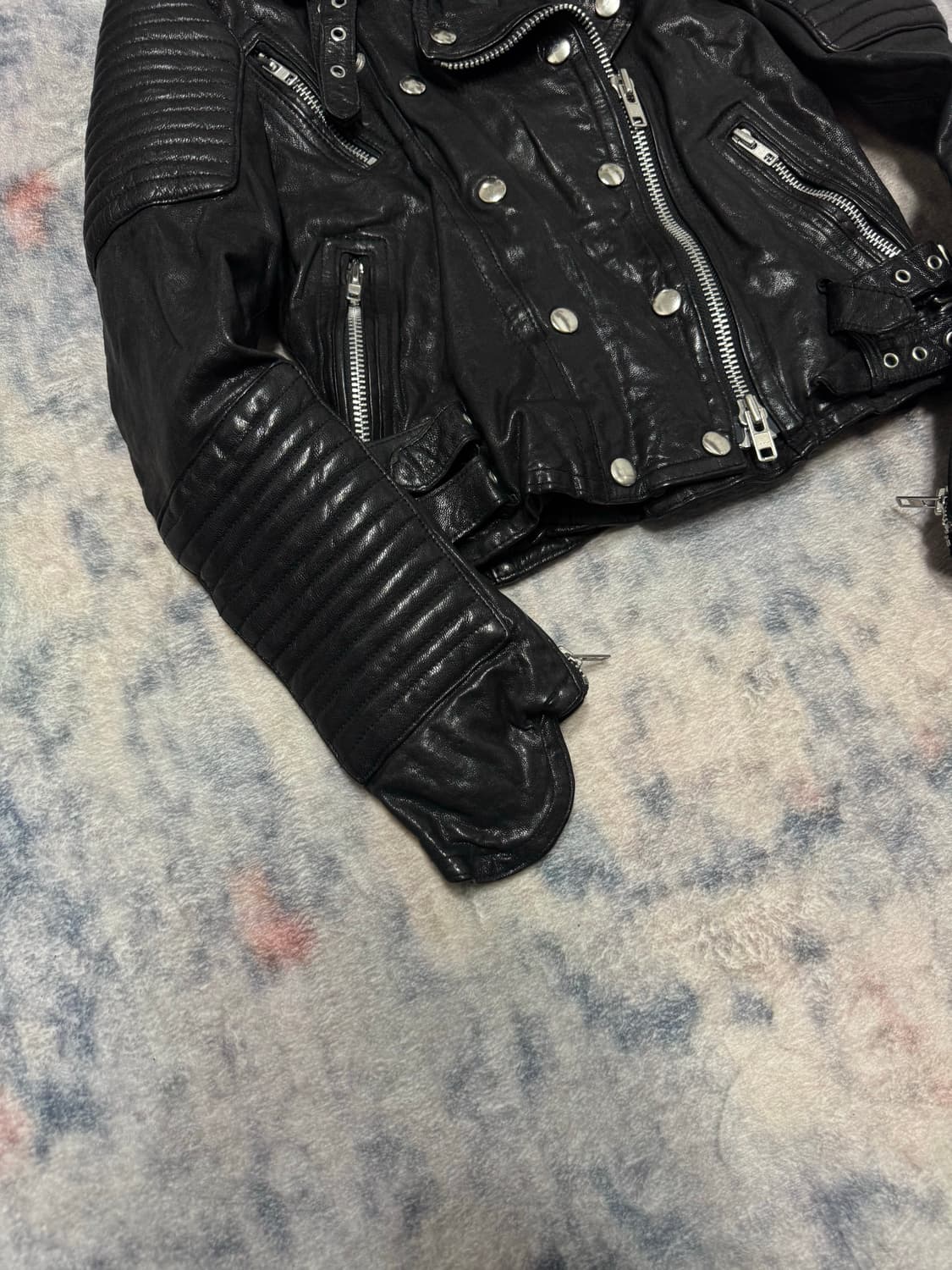 Unknown lamb skin gimmick rider jacket 상품이미지5