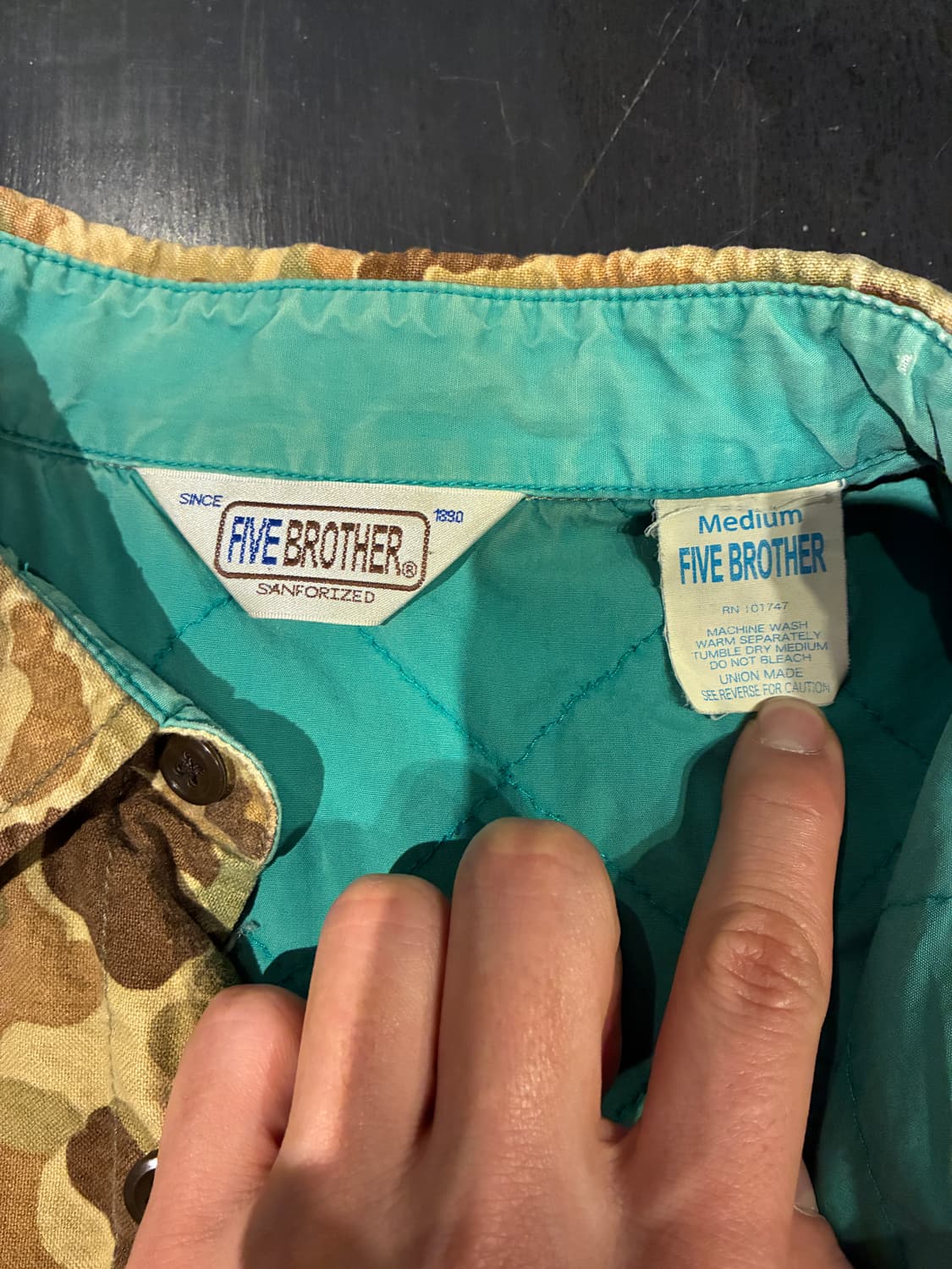 M) five brother 덕 카모 퀼팅 누빔셔츠 상품이미지3