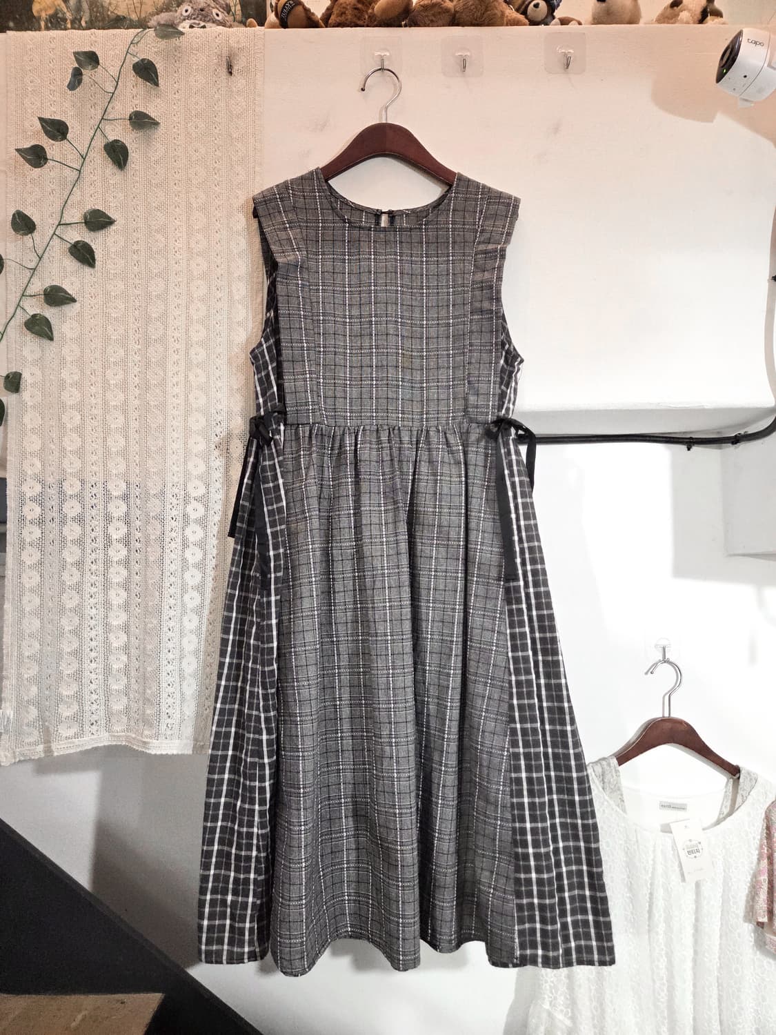 체크 민소매 롱원피스 상품이미지1